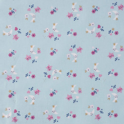 Printed Cotton SINS Aqua / Pink